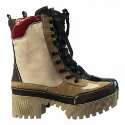 Bamboo Powerful06 Faux Fur Lninig Combat Boots - Military Lug Sole Color Block Shoes New