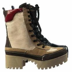 Bamboo Powerful06 Faux Fur Lninig Combat Boots - Military Lug Sole Color Block Shoes New