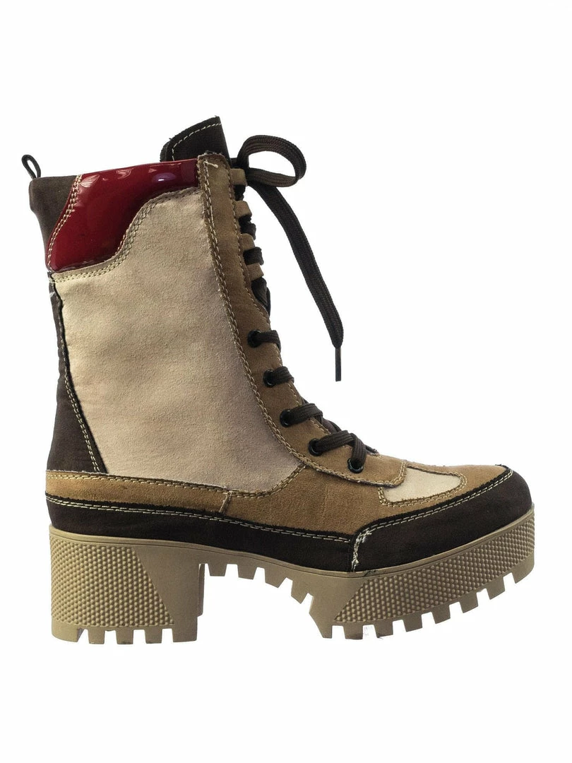 Bamboo Powerful06 Faux Fur Lninig Combat Boots - Military Lug Sole Color Block Shoes New