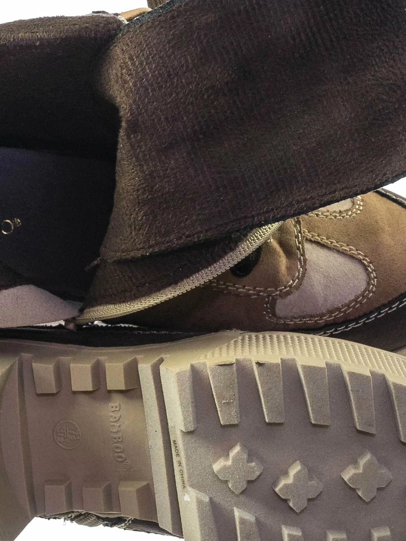 Bamboo Powerful06 Faux Fur Lninig Combat Boots - Military Lug Sole Color Block Shoes New