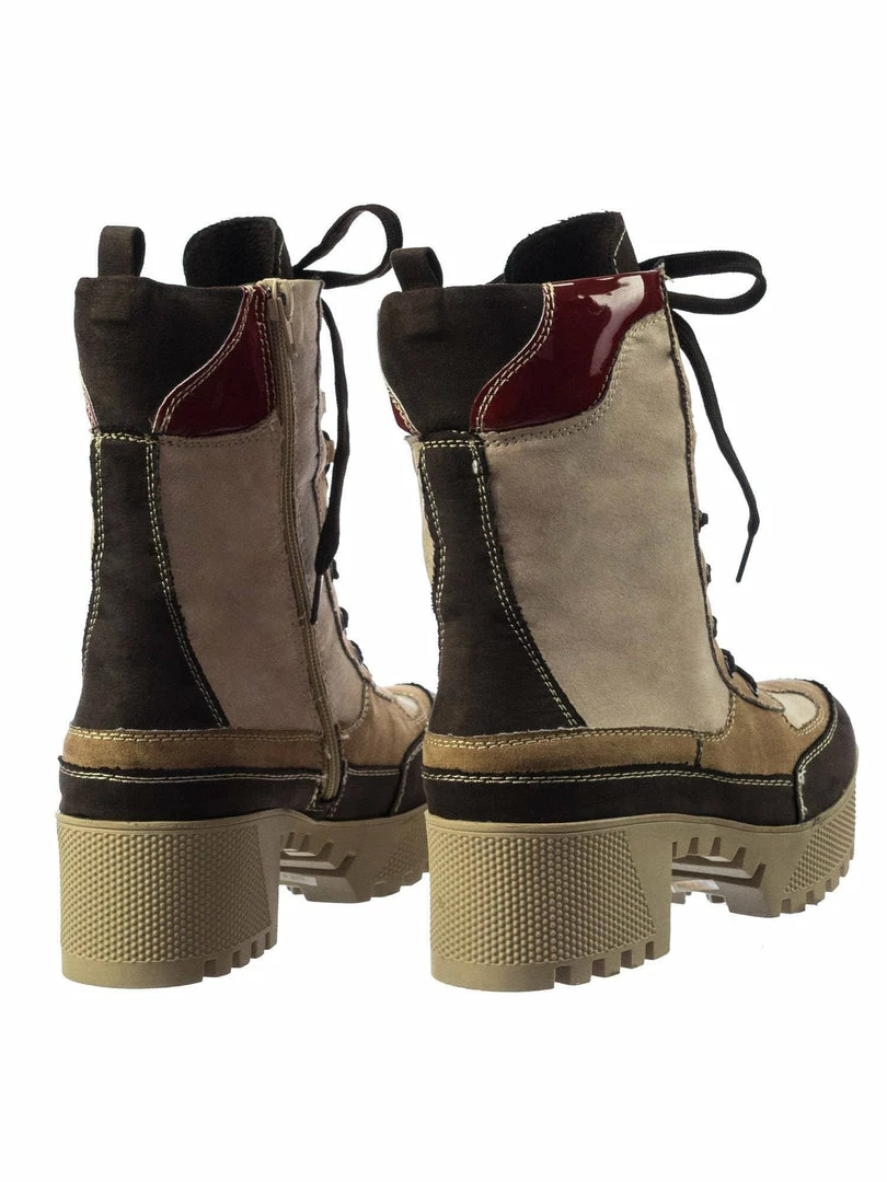 Bamboo Powerful06 Faux Fur Lninig Combat Boots - Military Lug Sole Color Block Shoes New