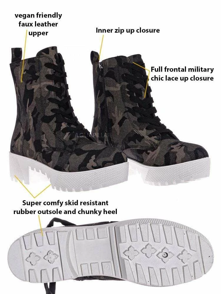 Bamboo Powerful47 Fashion Combat Boots New