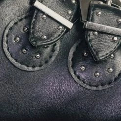 Bamboo Preppy01 Moto Punk Rock Combat Bootie W Metal Brass Buckle & Micro Metal Studs