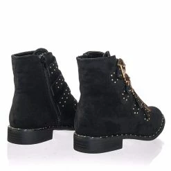 Bamboo Preppy01 Moto Punk Rock Combat Bootie W Metal Brass Buckle & Micro Metal Studs