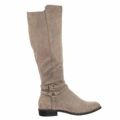 Bamboo Preppy05 Biker Motorcycle Riding Boots W Faux Fur Lining & Micro Metal Stud Welt