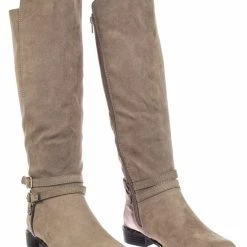 Bamboo Preppy05 Biker Motorcycle Riding Boots W Faux Fur Lining & Micro Metal Stud Welt