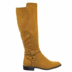 Bamboo Preppy05 Biker Motorcycle Riding Boots W Faux Fur Lining & Micro Metal Stud Welt