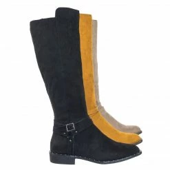 Bamboo Preppy05 Biker Motorcycle Riding Boots W Faux Fur Lining & Micro Metal Stud Welt