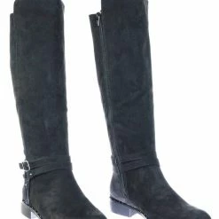 Bamboo Preppy05 Biker Motorcycle Riding Boots W Faux Fur Lining & Micro Metal Stud Welt