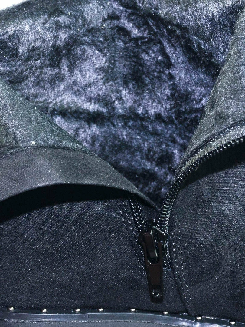 Bamboo Preppy05 Biker Motorcycle Riding Boots W Faux Fur Lining & Micro Metal Stud Welt