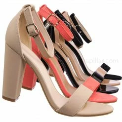 Bamboo Rampage04s Chunky Block Heel Dress Sandal W Ankle Strap, Solid & Print