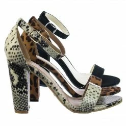 Bamboo Rampage04s Chunky Block Heel Dress Sandal W Ankle Strap, Solid & Print