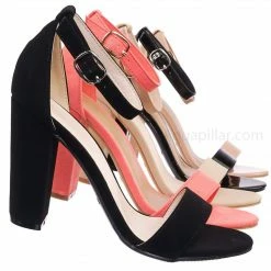 Bamboo Rampage04s Chunky Block Heel Dress Sandal W Ankle Strap, Solid & Print