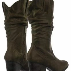Bamboo Rancher07 Faux Fur Inner Lining Western Cowboy Block High Heel Dress Boots New