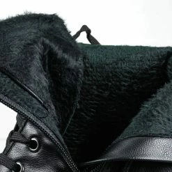 Bamboo New Regal01 Faux Fur Lined Combat Booties - Womens Laced Up Chunky Block Heels