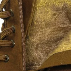 Bamboo New Regal01 Faux Fur Lined Combat Booties - Womens Laced Up Chunky Block Heels