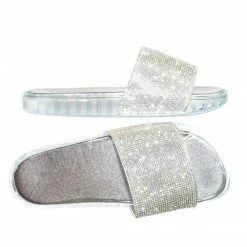 Bamboo New Riley02 Rhinestone Crystal Embellished Slide - Women Jewel Footbed Slipper
