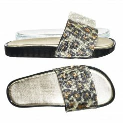 Bamboo New Riley02 Rhinestone Crystal Embellished Slide - Women Jewel Footbed Slipper