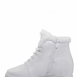 Bamboo Rise18 Hidden Wedge Faux Fur Sneaker - Shearling Lace Up Platform Ankle Bootie