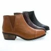 Sadie04 By Bamboo, Pointy Toe Western Zip Up Faux Wooden Heel Ankle Boots New