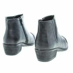 Sadie04 By Bamboo, Pointy Toe Western Zip Up Faux Wooden Heel Ankle Boots New