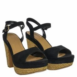 Bamboo Sandbar88 Raffia Linen Wrapped Clog - Women Chunky Block Heel Platform Sandal