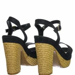 Bamboo Sandbar88 Raffia Linen Wrapped Clog - Women Chunky Block Heel Platform Sandal