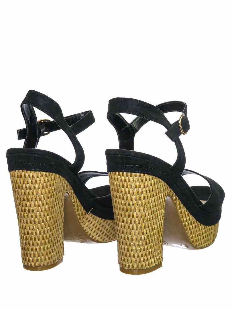 Bamboo Sandbar88 Raffia Linen Wrapped Clog - Women Chunky Block Heel Platform Sandal