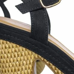 Bamboo Sandbar88 Raffia Linen Wrapped Clog - Women Chunky Block Heel Platform Sandal