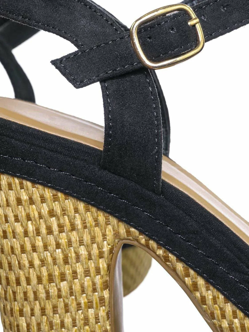 Bamboo Sandbar88 Raffia Linen Wrapped Clog - Women Chunky Block Heel Platform Sandal