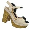 Bamboo Sandbar88 Raffia Linen Wrapped Clog - Women Chunky Block Heel Platform Sandal