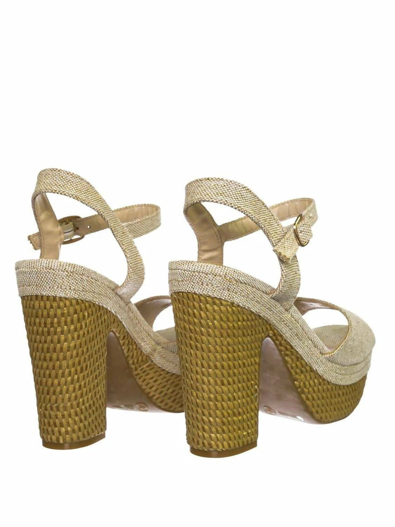 Bamboo Sandbar88 Raffia Linen Wrapped Clog - Women Chunky Block Heel Platform Sandal