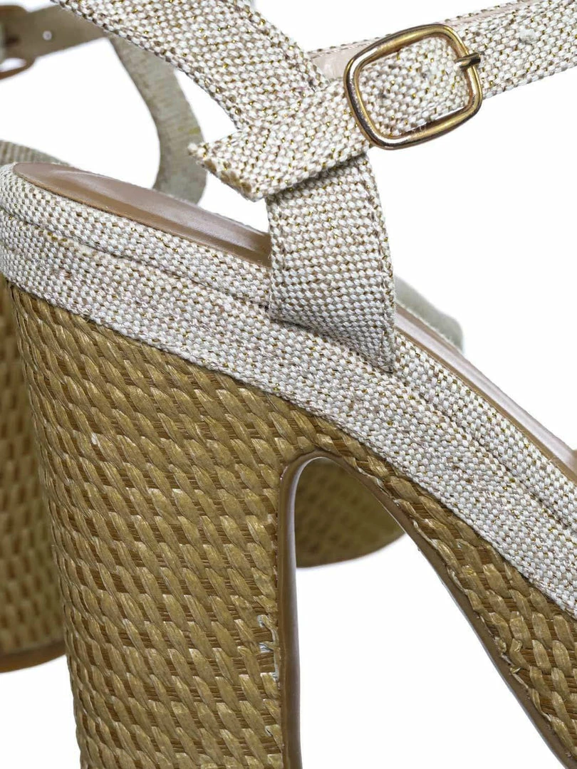 Bamboo Sandbar88 Raffia Linen Wrapped Clog - Women Chunky Block Heel Platform Sandal