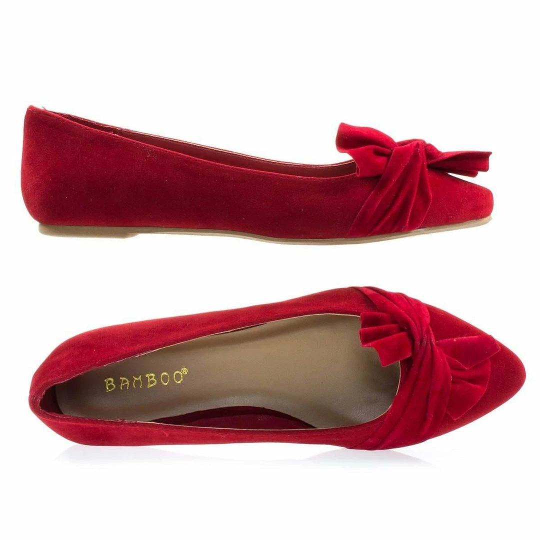 Series13s By Bamboo, Women's Ballet Pointed Close Toe Dress Flat Pump W Over Sized Bow