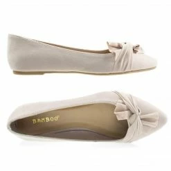 Series13s By Bamboo, Women's Ballet Pointed Close Toe Dress Flat Pump W Over Sized Bow