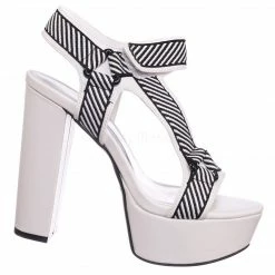 Bamboo New Shocking02 Sporty Web Hook & Loop Sandal - Women Snap On Spandex Block Heels