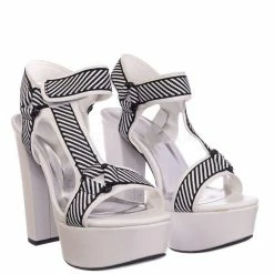 Bamboo New Shocking02 Sporty Web Hook & Loop Sandal - Women Snap On Spandex Block Heels