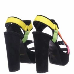 Bamboo New Shocking02 Sporty Web Hook & Loop Sandal - Women Snap On Spandex Block Heels
