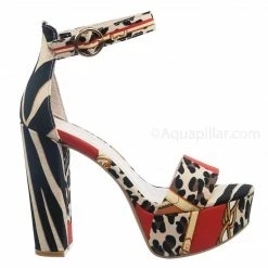 Bamboo Shocking03 Block Heel Platform Sandal - Women Platform Open Toe Baroque Print