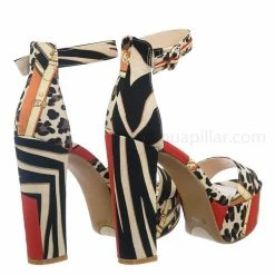 Bamboo Shocking03 Block Heel Platform Sandal - Women Platform Open Toe Baroque Print
