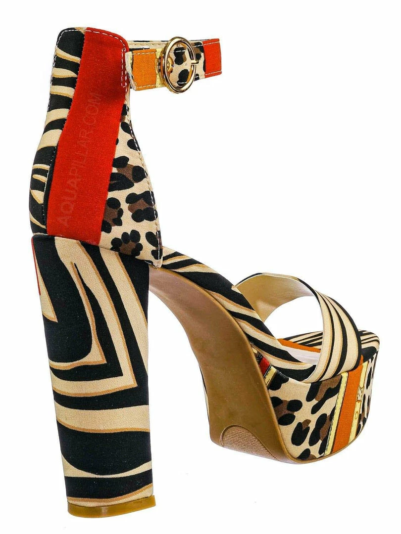 Bamboo New Shocking23 Festive Chunky Block Heel Sandal -Women Open Toe Dressy Platform Shoe