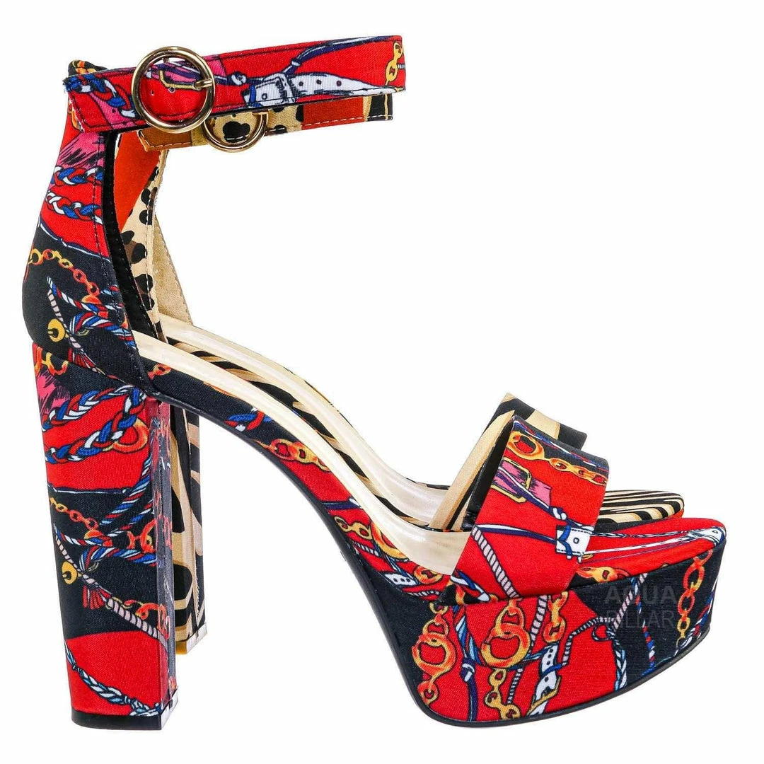 Bamboo New Shocking23 Festive Chunky Block Heel Sandal -Women Open Toe Dressy Platform Shoe