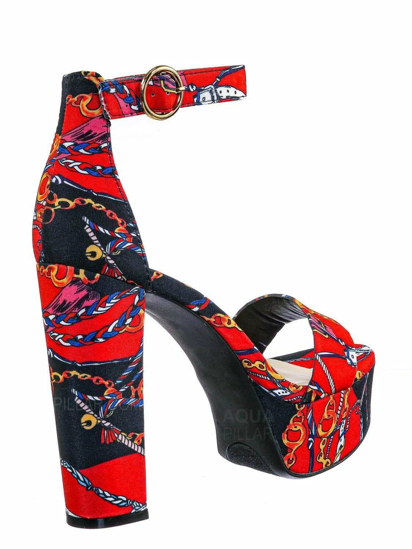 Bamboo New Shocking23 Festive Chunky Block Heel Sandal -Women Open Toe Dressy Platform Shoe