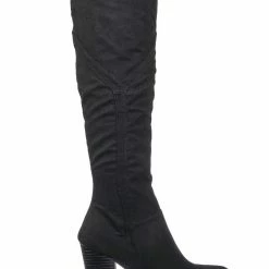 Bamboo Showcase14 Block Heel Western Boots - Women Slouchy Knee High Shoe