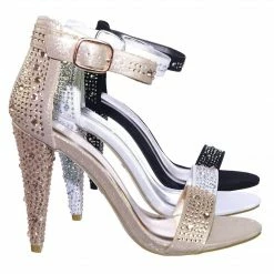 Bamboo Smashing02 Rhinestone Crystal Stud Embellished Party High Heel Sandal