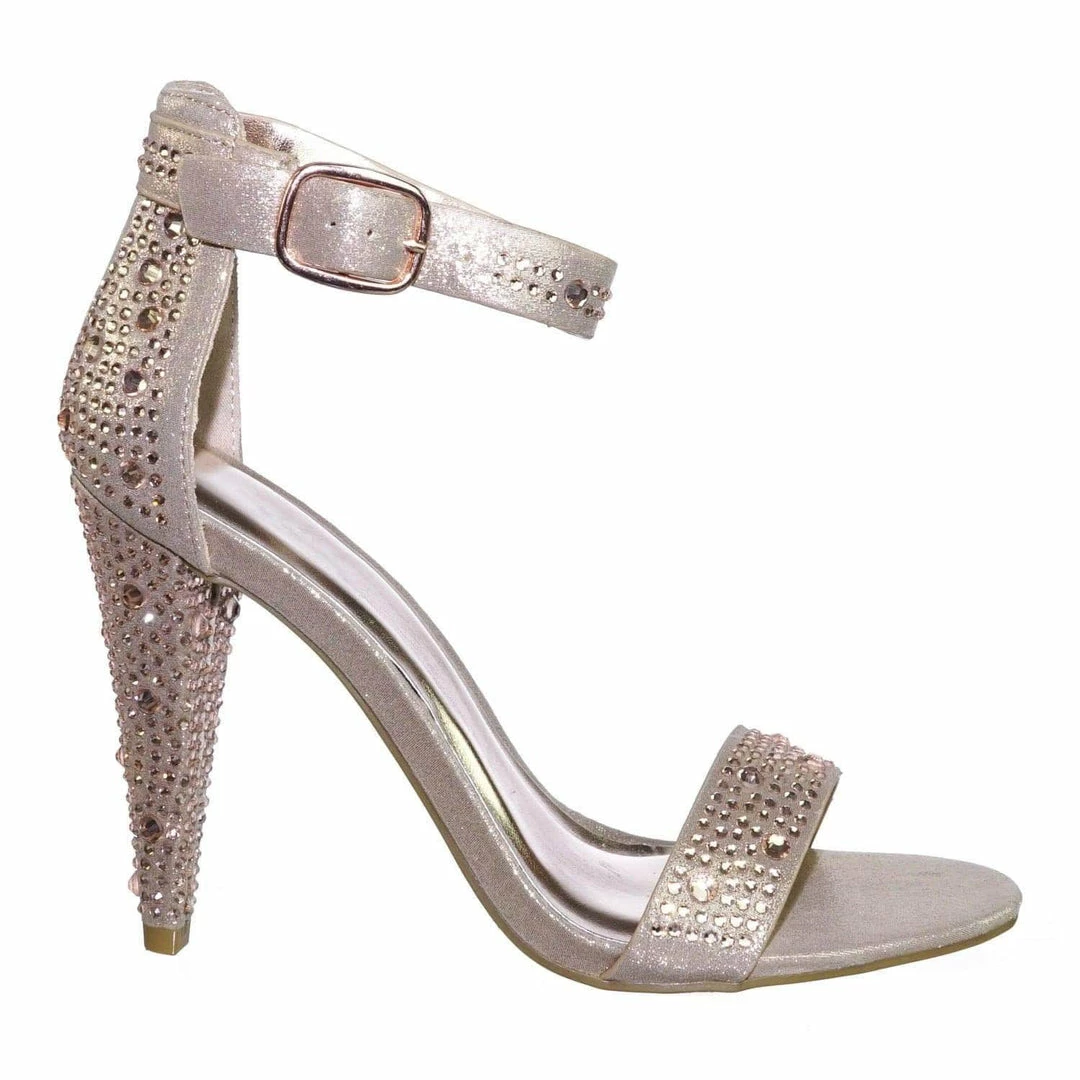 Bamboo Smashing02 Rhinestone Crystal Stud Embellished Party High Heel Sandal