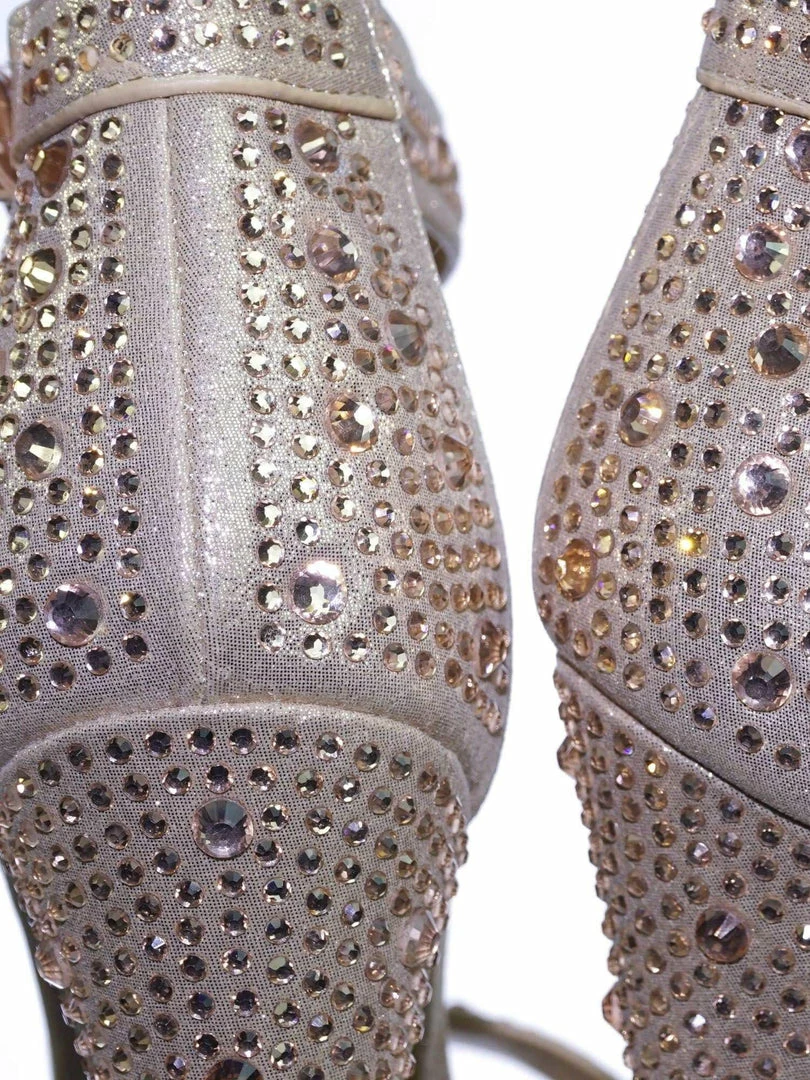 Bamboo Smashing02 Rhinestone Crystal Stud Embellished Party High Heel Sandal