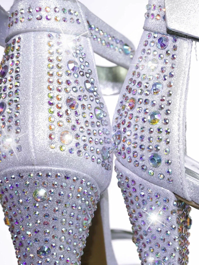 Bamboo Smashing02 Rhinestone Crystal Stud Embellished Party High Heel Sandal