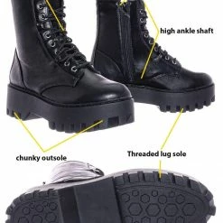 Bamboo Staging01 Chunky Edgy Lug Sole Combat Boot- Army Military Threaded Rugged Bootie New