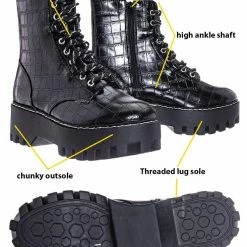 Bamboo Staging01 Chunky Edgy Lug Sole Combat Boot- Army Military Threaded Rugged Bootie New